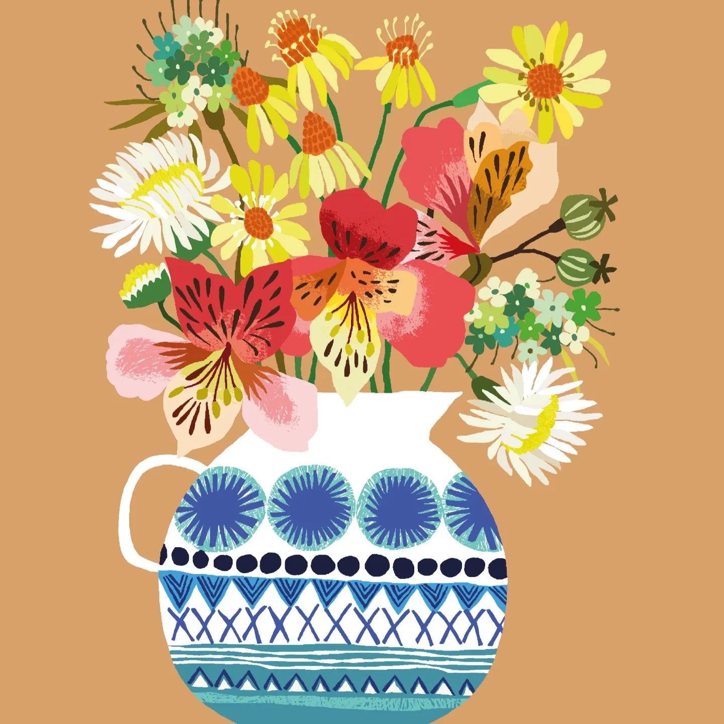 Festival Flowers Print A4